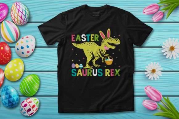 Easter Saurus Rex Funny Bunny T-Rex Graphics for T-Shirt Designs