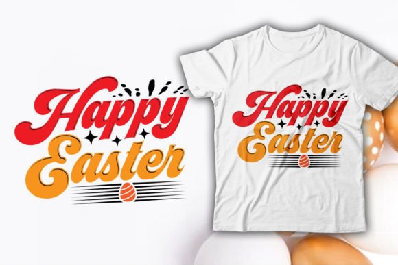 Happy Easter Retro T-Shirt Design: Graphics for Local Branding & Packaging