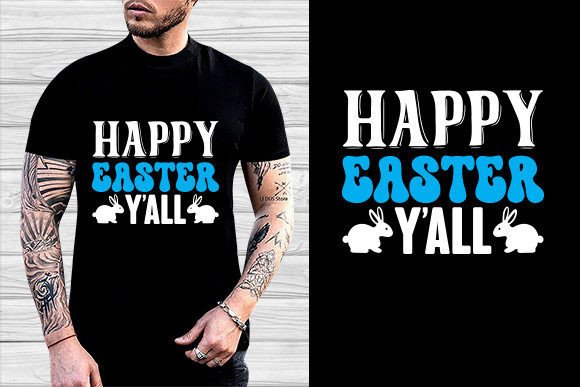 Happy Easter Typographic T-Shirt Design: Graphics for Seasonal T-Shirt Designs