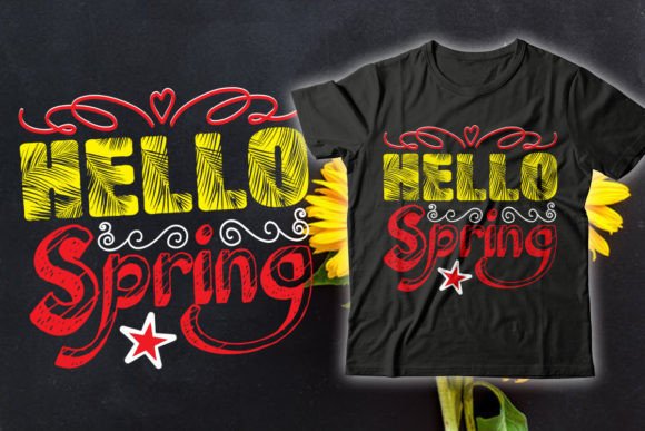 Hello Spring Sunflower Graphics for T-Shirt Designs