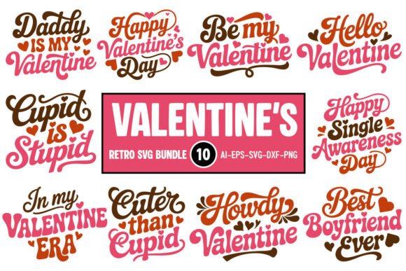 Valentine’s Retro SVG Design Bundle: Graphics & T-Shirt Designs